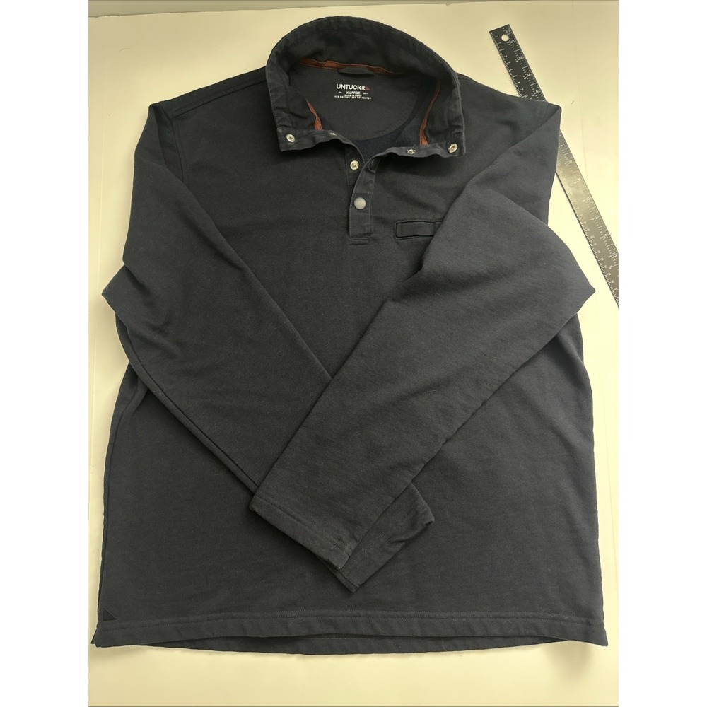 UNTUCKit Snap Mock Neck Pullover Men's XL Navy Sweater